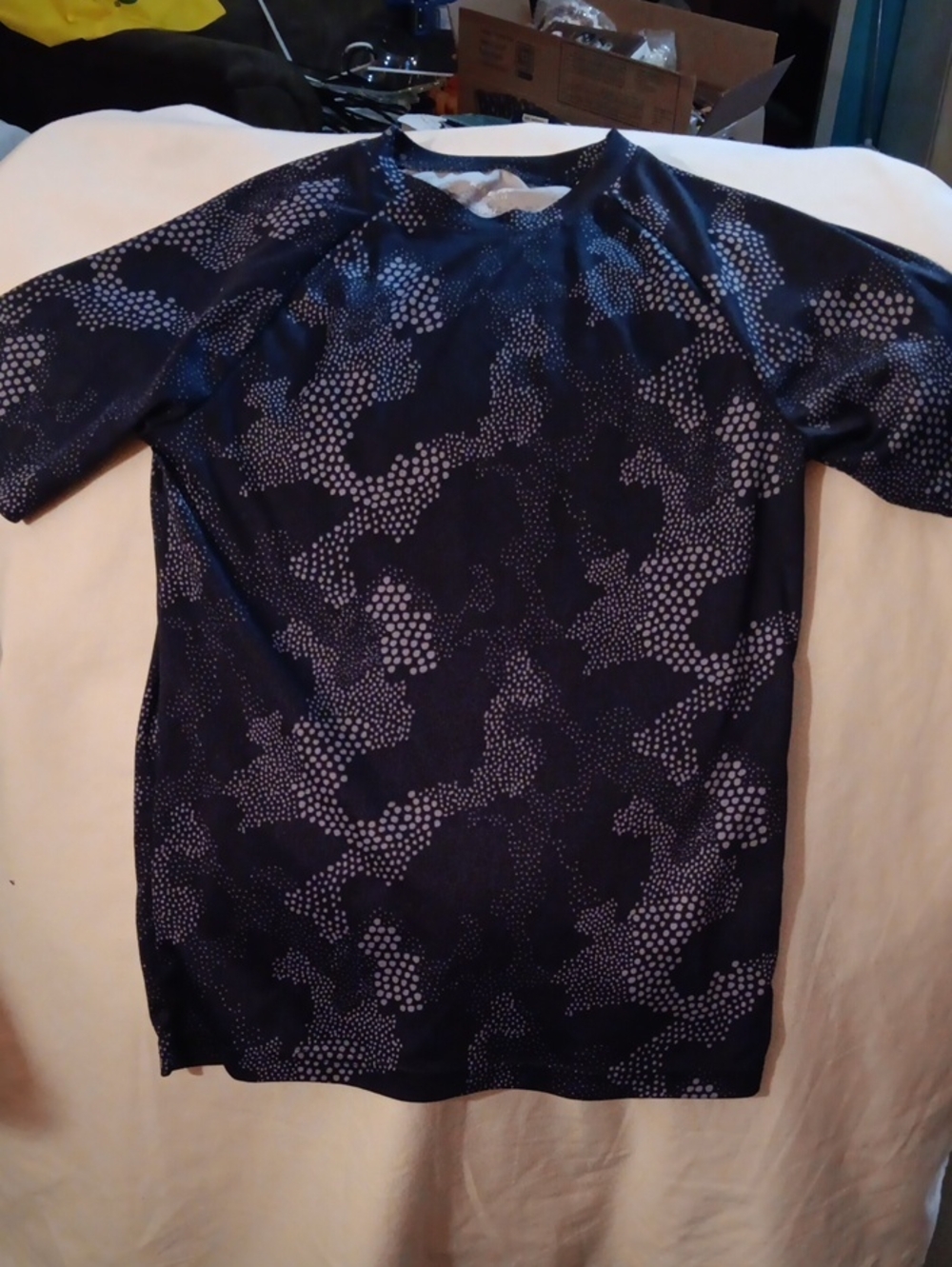 Kids Navy Blue Patterned Short Sleeve Top